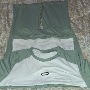 Green and White Athletic Set